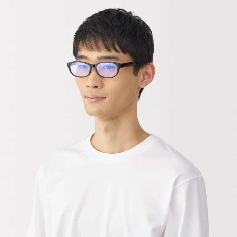 MUJI Blue Light Blocking Oval Sunglasses Unisex Adult DFD16A5S Brown