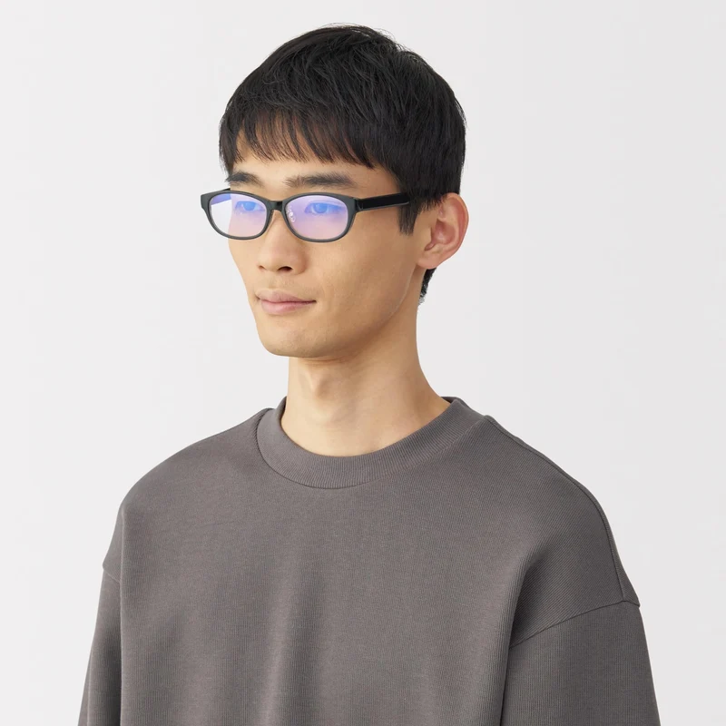 MUJI Blue Light Blocking Oval Sunglasses Unisex Adult DFD16A5S Black
