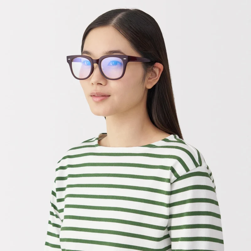 MUJI Blue Light Blocking Wellington Sunglasses Unisex Adult DFD20A5S Dark Brown
