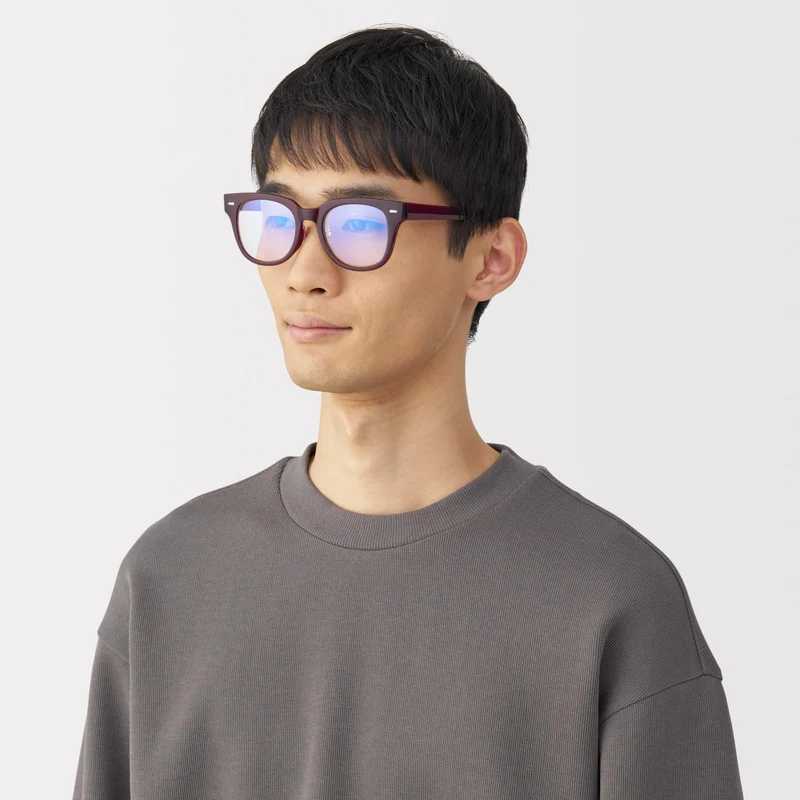 MUJI Blue Light Blocking Wellington Sunglasses Unisex Adult DFD20A5S Dark Brown