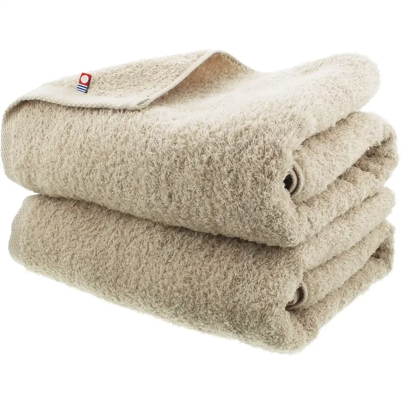 Imabari Factory Japan Bath Towel Set Of 2 Sand Beige 120X60Cm Certified