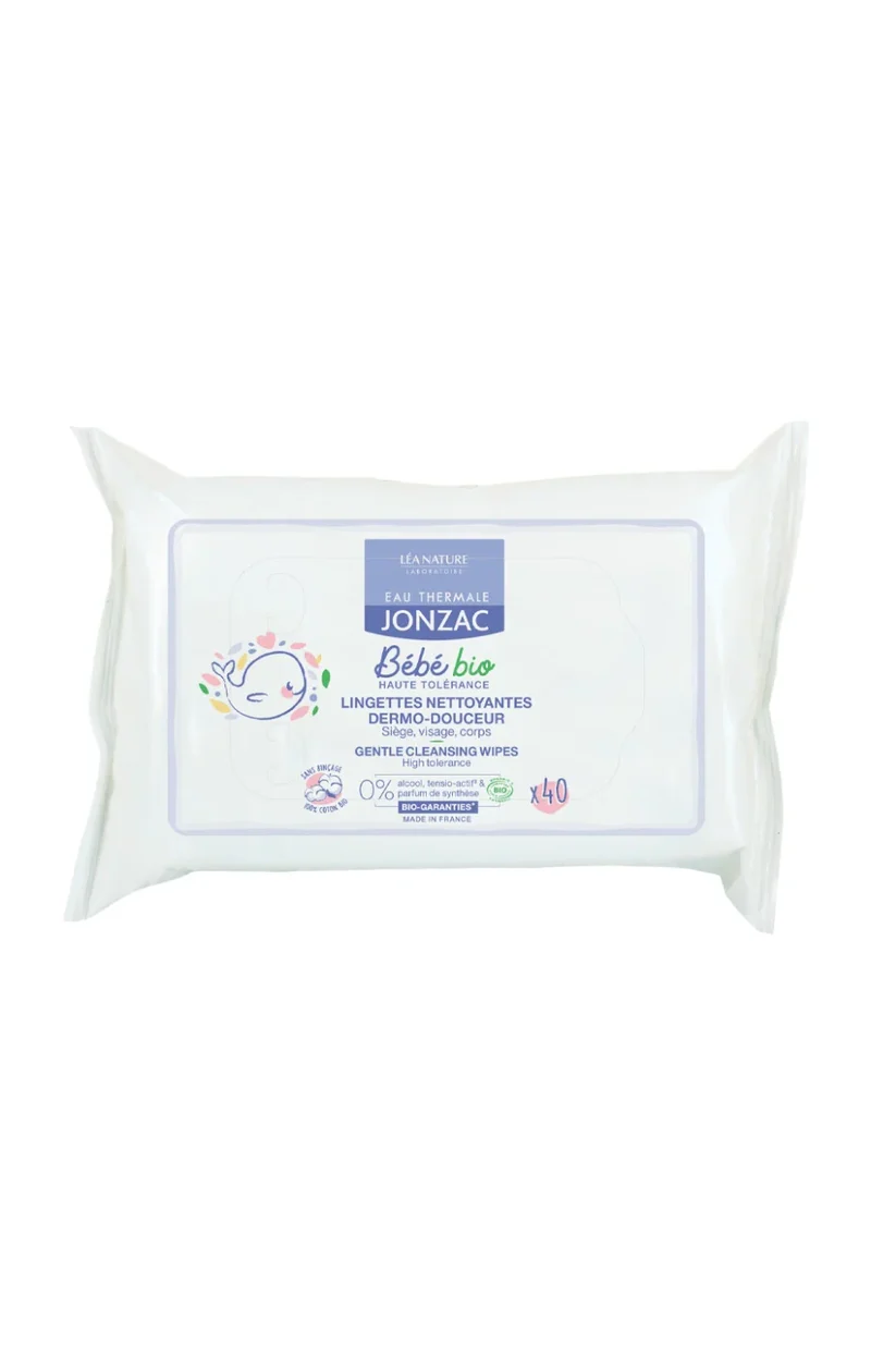 Lingettes nettoyantes bio dermo-douceur - Visage & corps - Bébé - 3 x 40 unités
