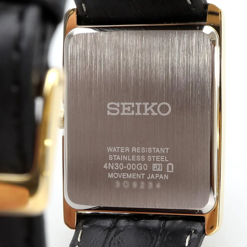 [SEIKO] Men's Square Design Quartz Watch SWR052 White Dial/Black Leather Band